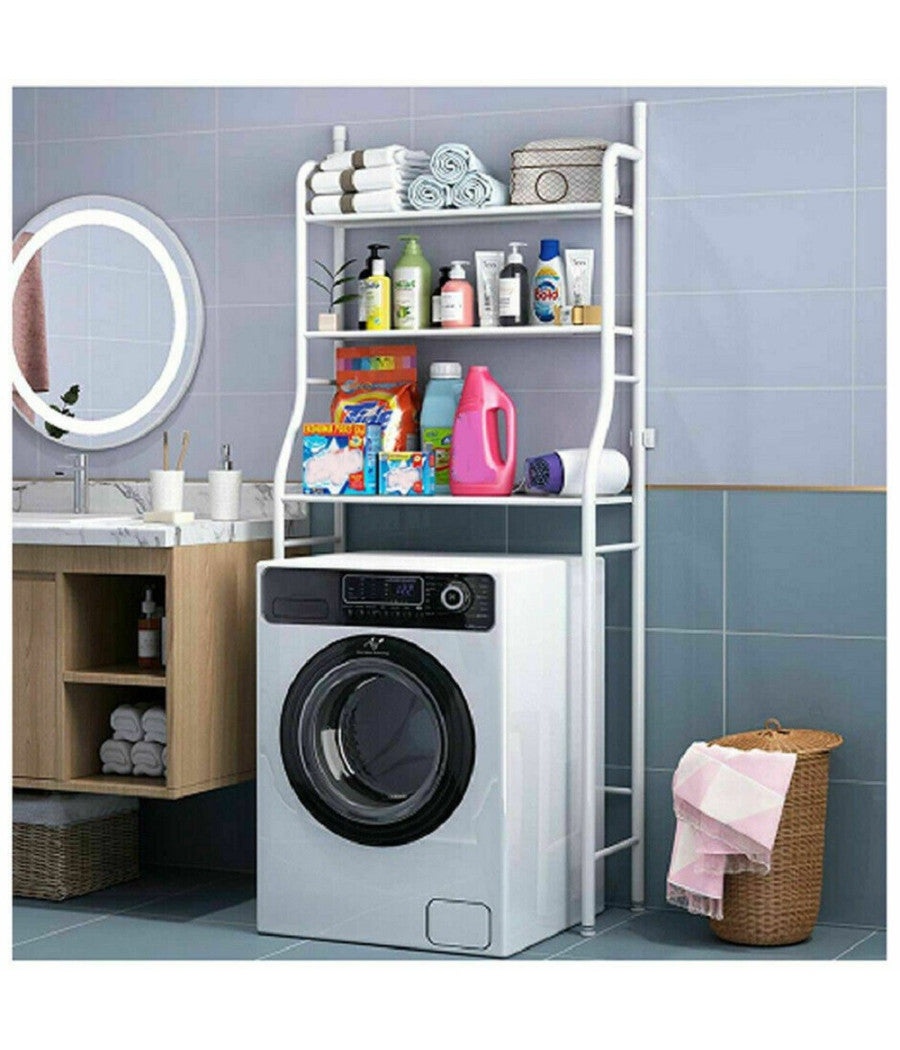 Scaffale Salvaspazio Sopra Lavatrice Mensole Bagno 3 Piani Mobile Lavanderia 69078         