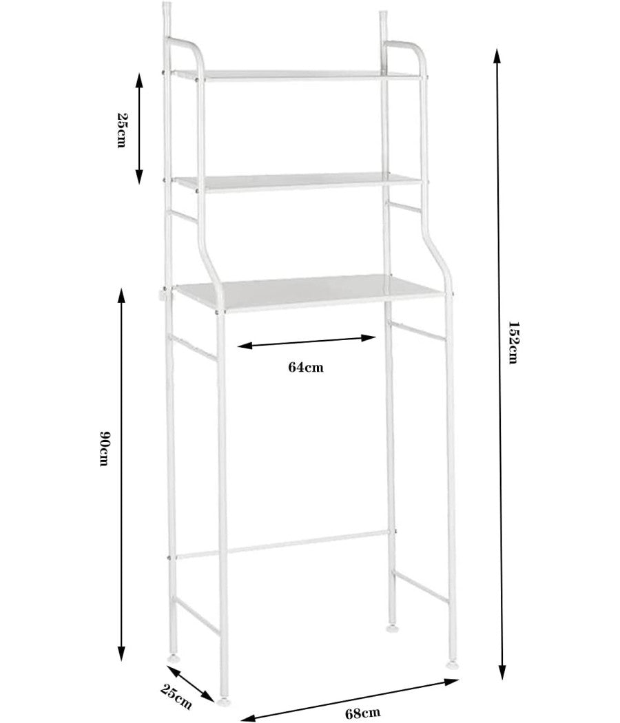Scaffale Salvaspazio Sopra Lavatrice Mensole Bagno 3 Piani Mobile Lavanderia 69078         
