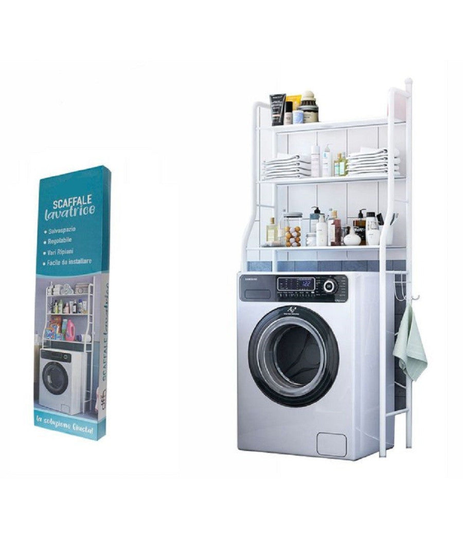 Scaffale Salvaspazio Sopra Lavatrice Mensole Bagno 3 Piani Mobile Lavanderia 69078         
