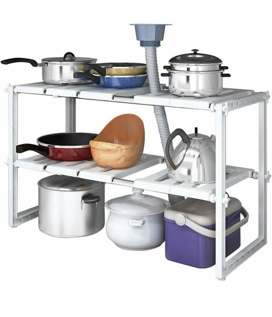 Scaffale Sotto Lavabo Cucina 2 Ripiani Salvaspazio Regolabile 38x26x50-70cm 5818         