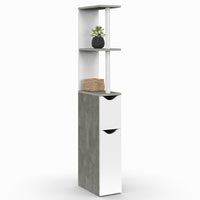 IDMarket - Scaffale WC a 2 ante WILLY in bianco e cemento