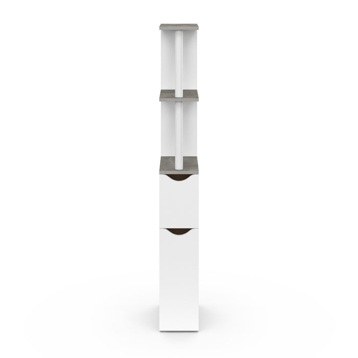 IDMarket - Scaffale WC a 2 ante WILLY in bianco e cemento