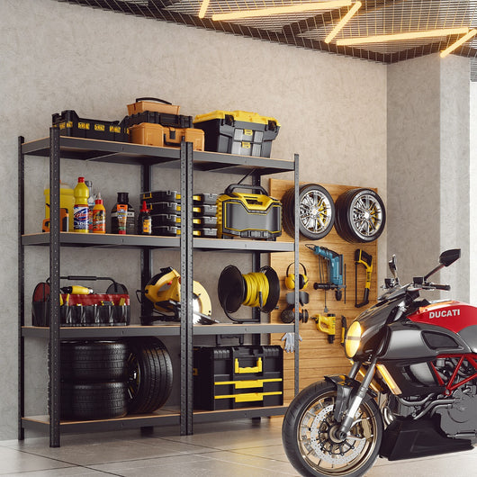 Scaffale 4 ripiani-Mensole in metallo per magazzino garage capannoni uffici 40x80x160cm Carico 720kg Nero