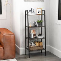 Scaffale 4 ripiani con telaio in metallo e piedini regolabili-Libreria scaffale per ufficio Marrone scuro