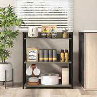 Scaffale a 3 ripiani con ripiani regolabili e struttura metallica-Libreria angolare industriale da terra Grigio