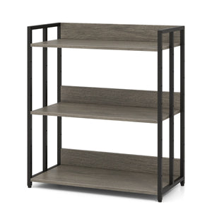 Scaffale a 3 ripiani con ripiani regolabili e struttura metallica-Libreria angolare industriale da terra Grigio