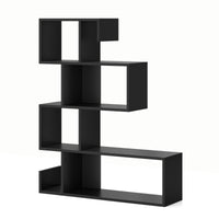 Scaffale a 5 livelli con cubi aperti-Libreria geometrica a mensole con kit antiribaltamento per soggiorno Nero