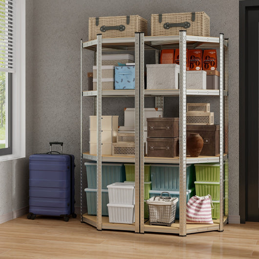 Scaffale ad angolo a 4 ripiani con portata di 720kg-Scaffalatura regolabile per l'archiviazione in garage Argento