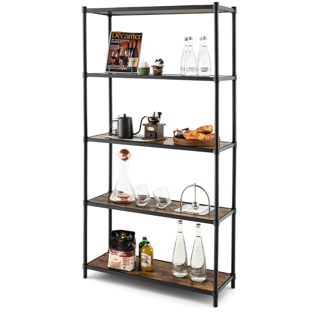 Scaffale alto a 5 livelli flessibile e facile da montare-Scaffale di stoccaggio indipendente Nero