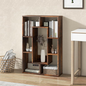 Libreria geometrica a 7 cubi con dispositivo anti - ribaltamento-Scaffale aperto moderno per soggiorno e studio