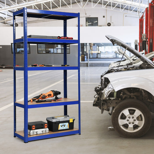 Scaffale con 5 livelli salva spazio-Organizer con struttura in acciaio resistente portata 875kg 40x90x180cm Blu