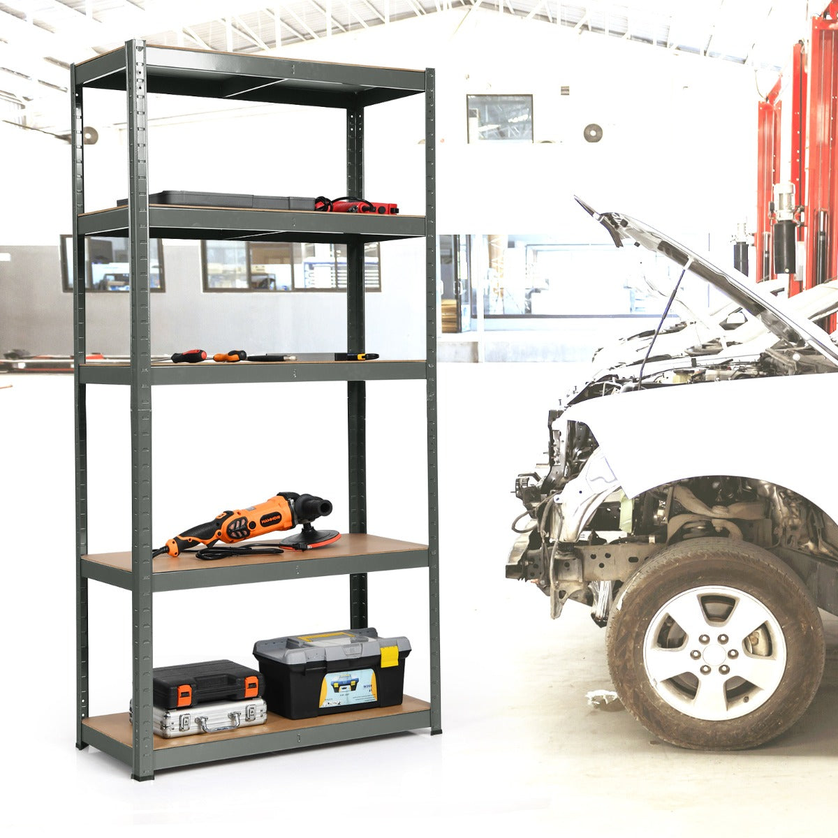 Scaffale con 5 livelli salva spazio-Organizer con struttura in acciaio resistente portata 875kg 40x90x180cm Grigio