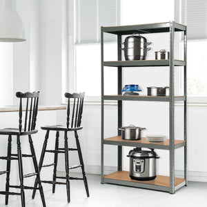 Scaffale con 5 livelli salva spazio-Organizer con struttura in acciaio resistente portata 875kg 40x90x180cm Grigio