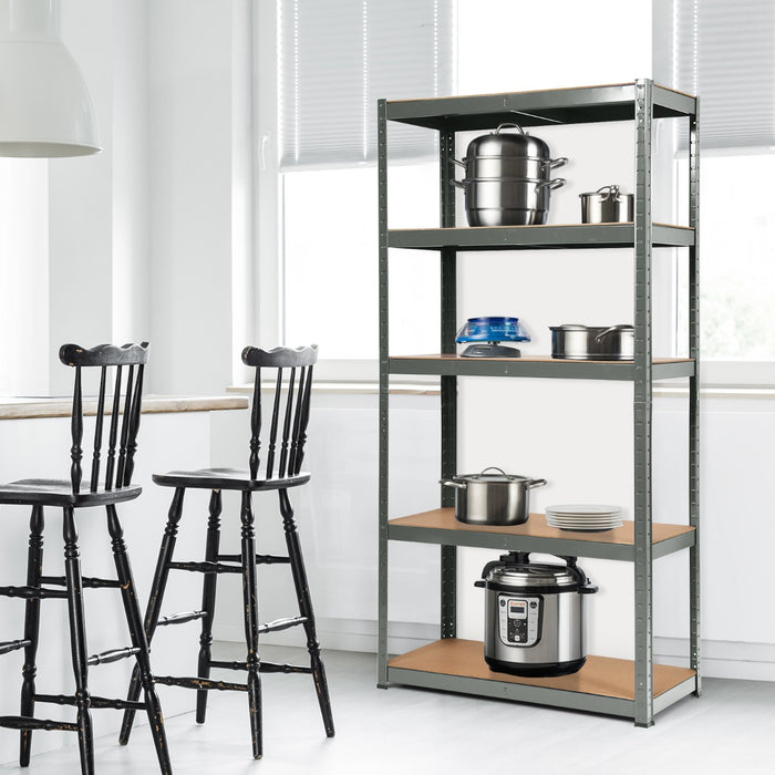 Scaffale con 5 livelli salva spazio-Organizer con struttura in acciaio resistente portata 875kg 40x90x180cm Grigio