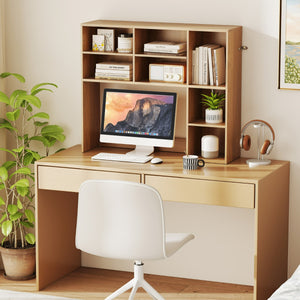 Libreria da scrivania con 3 ripiani regolabili e scomparto aperto-Organizzatore di spazio per casa e ufficio Naturale