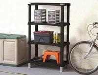 Futuro - Scaffalatura 5 ripiani modulare con ripiani regolabili  altezza max 174cm. Scaffalatura da esterno in solido PP.Portata max 55kg. Colore nero. Made in Italy