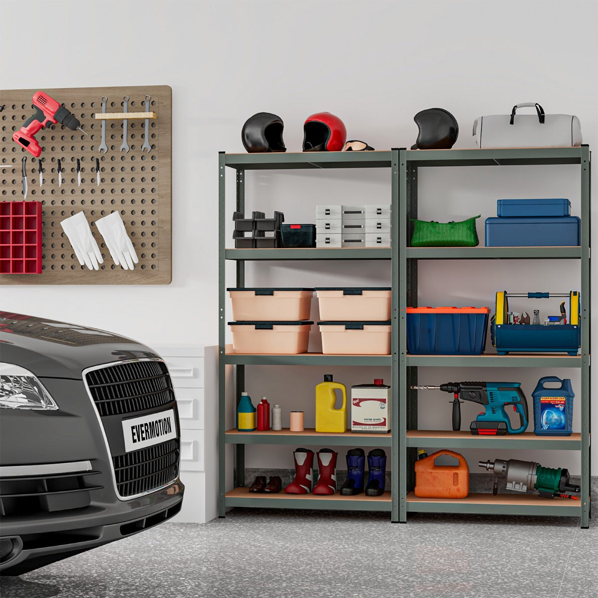 Scaffale in metallo con 5 livelli altezza regolabile per garage-Mobile resistente 5 mensole con capacit¨¤ di peso 875kg Grigio