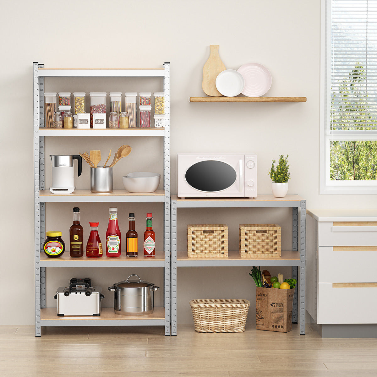 Scaffale in metallo con 5 livelli altezza regolabile per garage-Mobile resistente 5 mensole con capacit¨¤ di peso 875kg Argento