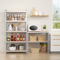 Scaffale in metallo con 5 livelli altezza regolabile per garage-Mobile resistente 5 mensole con capacit¨¤ di peso 875kg Argento