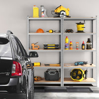 Scaffale in metallo con 5 livelli altezza regolabile per garage-Mobile resistente 5 mensole con capacit¨¤ di peso 875kg Argento