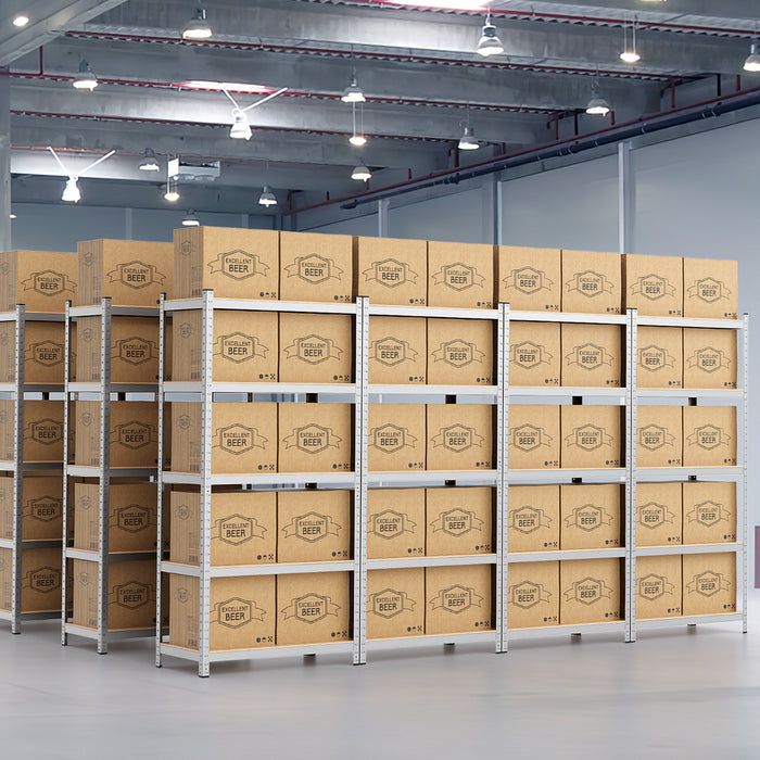 Scaffale in metallo con 5 livelli altezza regolabile per garage-Mobile resistente 5 mensole con capacit¨¤ di peso 875kg Argento