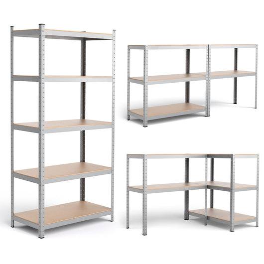 Scaffale in metallo con 5 livelli altezza regolabile per garage-Mobile resistente 5 mensole con capacit¨¤ di peso 875kg Argento