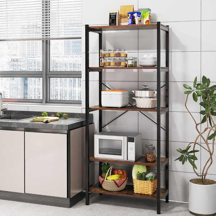 Scaffale multifunzionale per stoccaggio struttura in metallo-Mensola da cucina con 5 ripiani stile industriale