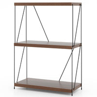 Scaffale multiuso a 3 ripiani con struttura in metallo-Libreria autoportante con stile industriale Noce 61x29,5x85,5cm