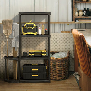 Scaffale per garage a 4 livelli con portautensili a 12 fori-Scaffale di stoccaggio aperto per magazzino ingresso