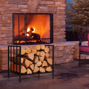 Scaffale per legna da ardere con comoda maniglia e piedini rialzati-Scaffale per legna per interni ed esterni