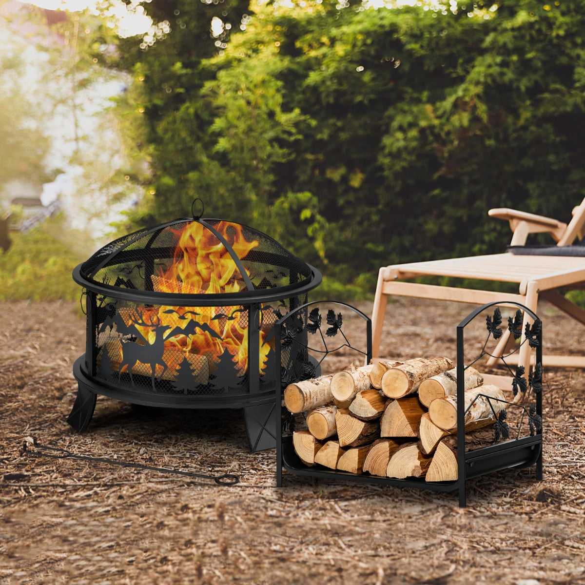 Scaffale per legna da ardere di impieghi gravosi con delicato disegno a foglia-Scaffale d'acciaio porta 50 kg