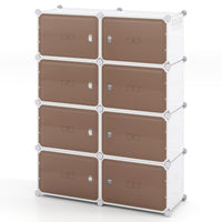 Armadietto per scarpe per ingresso con mensole rimovibili in plastica, Scaffale per scarpe a 8 ripiani per 32 paia-Scarpiere