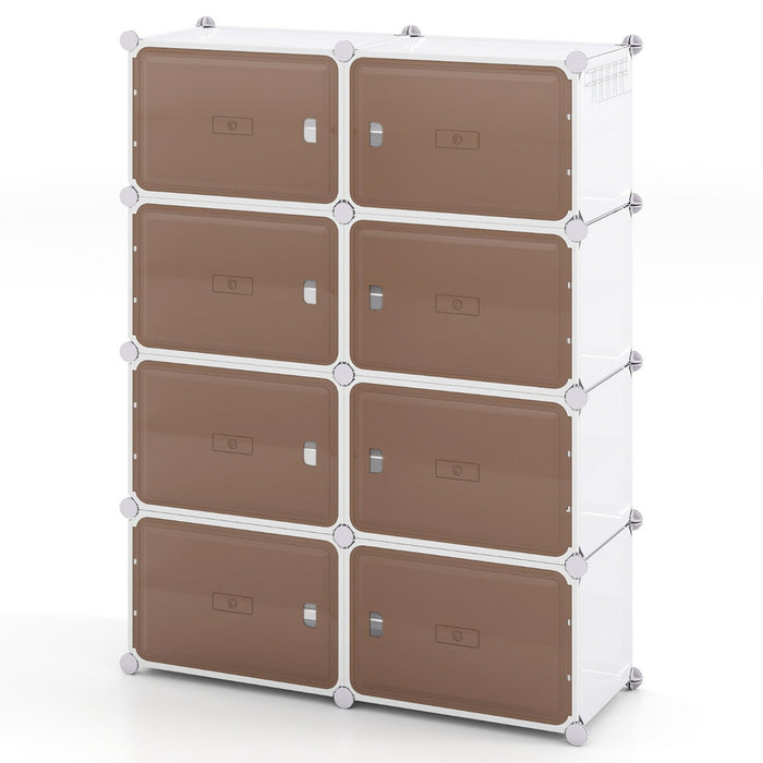 Armadietto per scarpe per ingresso con mensole rimovibili in plastica, Scaffale per scarpe a 8 ripiani per 32 paia-Scarpiere