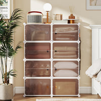 Armadietto per scarpe per ingresso con mensole rimovibili in plastica, Scaffale per scarpe a 8 ripiani per 32 paia-Scarpiere