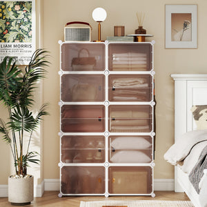 Armadietto per scarpe per ingresso con mensole rimovibili in plastica, Scaffale per scarpe a 10 ripiani per 40 paia-Scarpiere