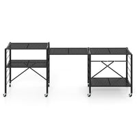 Scaffale pieghevole in metallo con ruote e 5 ripiani-Carrello da cucina balcone soggiorno 76x34,5x153cm Nero