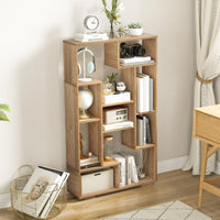 Scaffale per libri alto 120cm con ripiani aperti-Libreria geometrica con kit anti-ribaltamento per casa ufficio Naturale