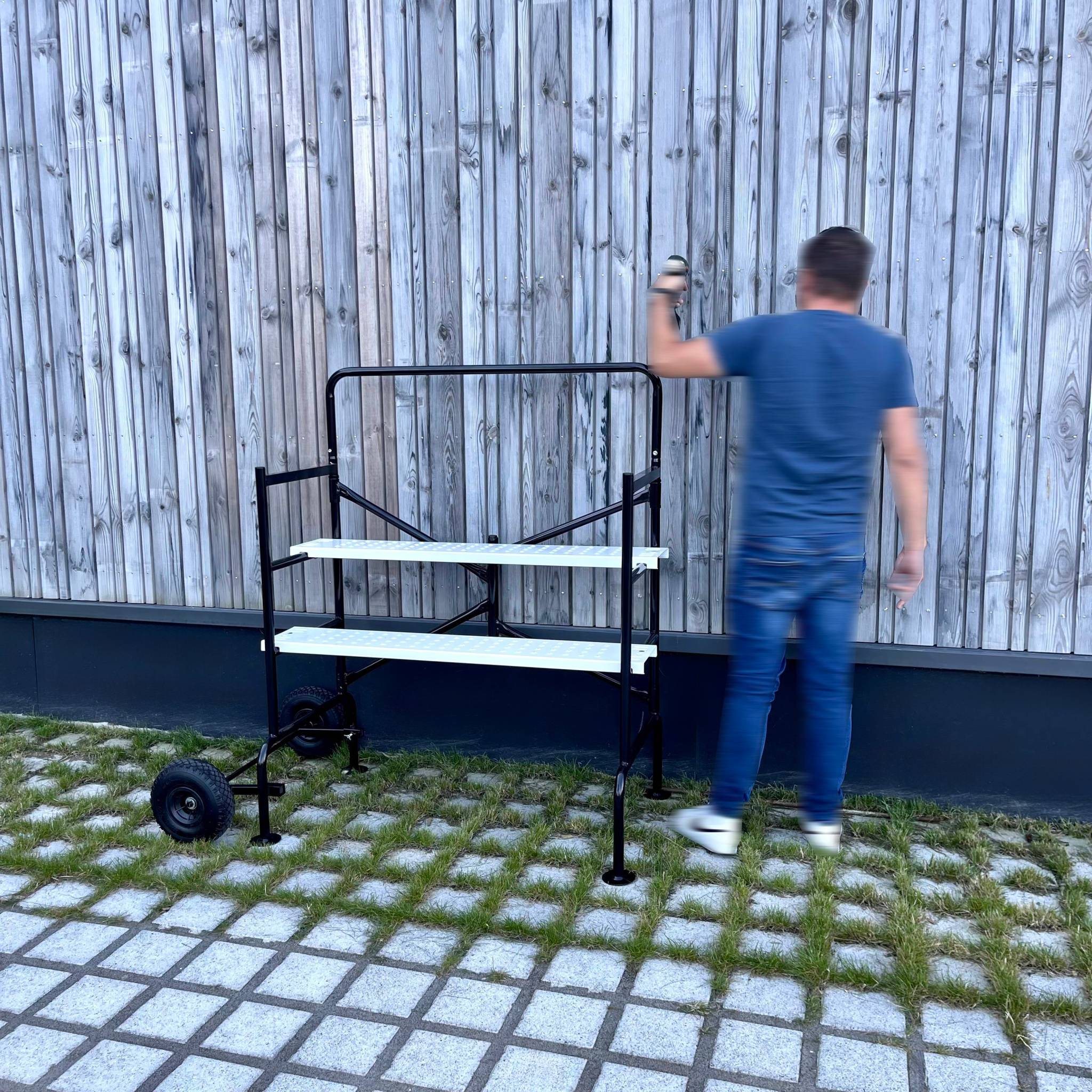 Ponteggio mobile e pieghevole su due livelli, nero