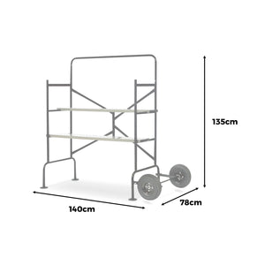 Ponteggio mobile e pieghevole su due livelli, nero