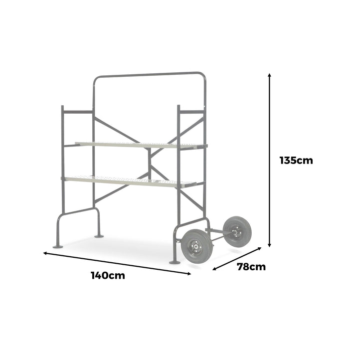 Ponteggio mobile e pieghevole su due livelli, nero