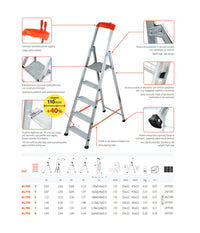 Scala In Alluminio Domestica 'professionale' Casa Gierre 6 7 8 Gradini    -3 Gradini    -