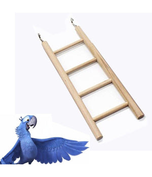 Scala In Legno Naturale Per Uccelli Pappagalli Criceti Scaletta 20cm Con Ganci         