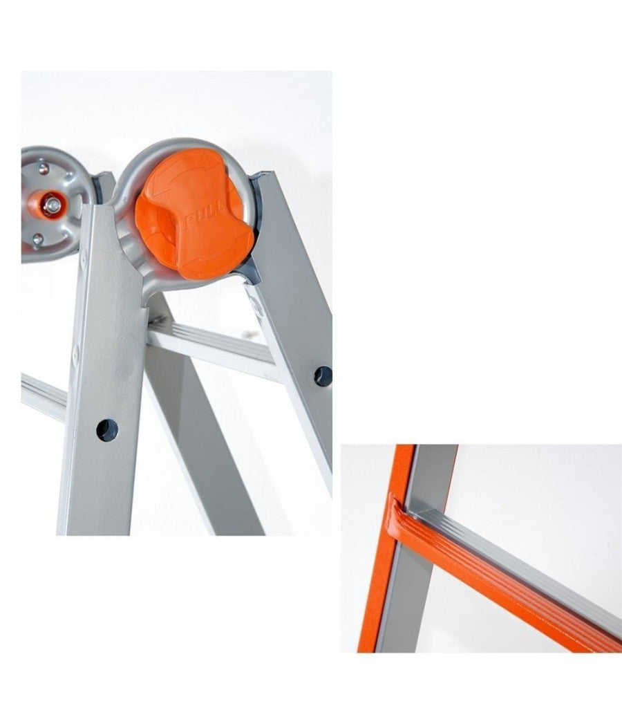 Scala Scaletto Telescopico Super In Acciaio 5,20 Mt Gierre Multiuso 5+4 Gradini         