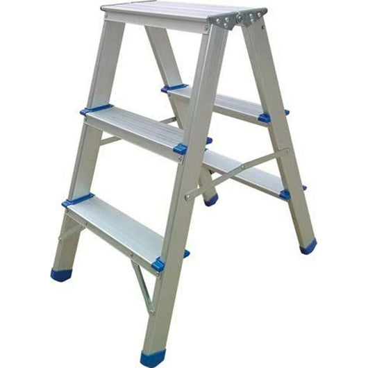 Scala sgabello alluminio leggero 3+3 gradini a doppia salita portata 150kg