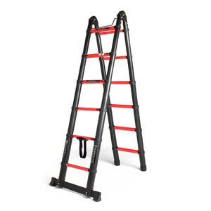 Rig 380 - Scala telescopica multiuso, alluminio con gradini in acciaio, estensione massima 3,8 m, bloccaggio di sicurezza