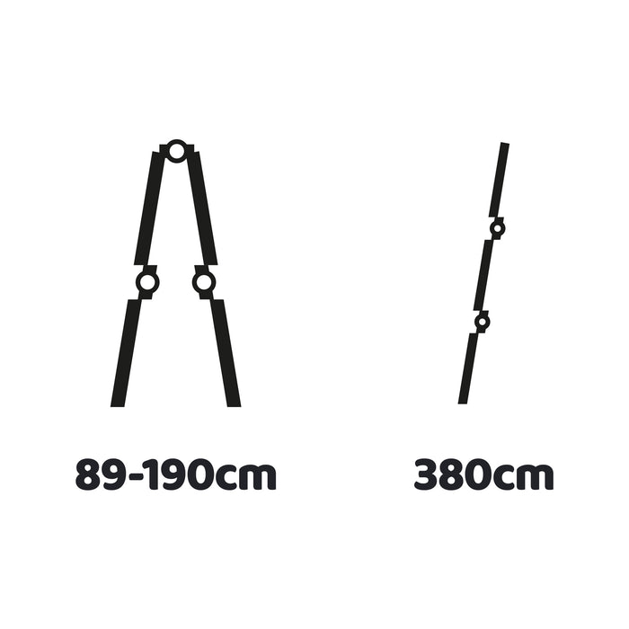 Rig 380 - Scala telescopica multiuso, alluminio con gradini in acciaio, estensione massima 3,8 m, bloccaggio di sicurezza