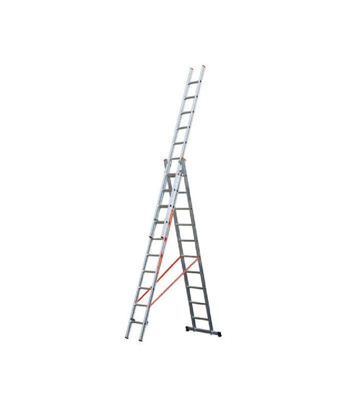 Scala Tripla Trasformabile 3 Elementi In Alluminio A Sfilo O A Cavalletto Modula    -3 X 11 Gradini    -