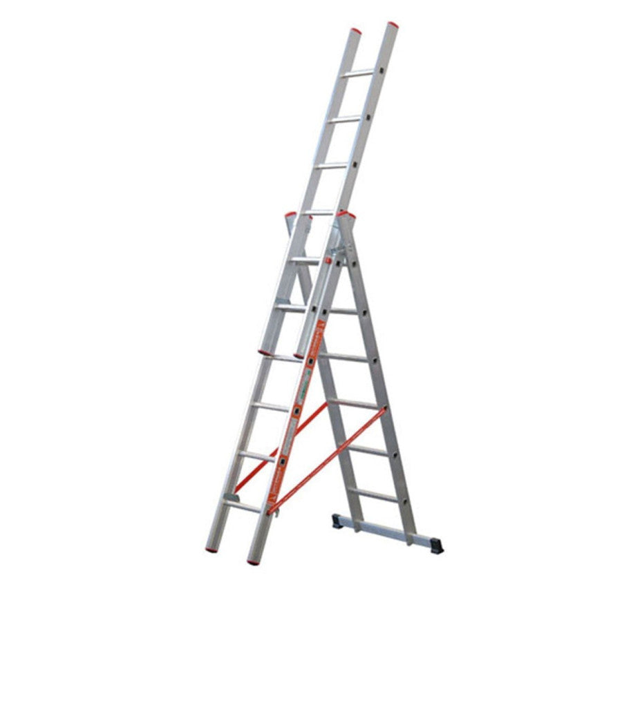 Scala Tripla Trasformabile 3 Elementi In Alluminio A Sfilo O A Cavalletto Modula         