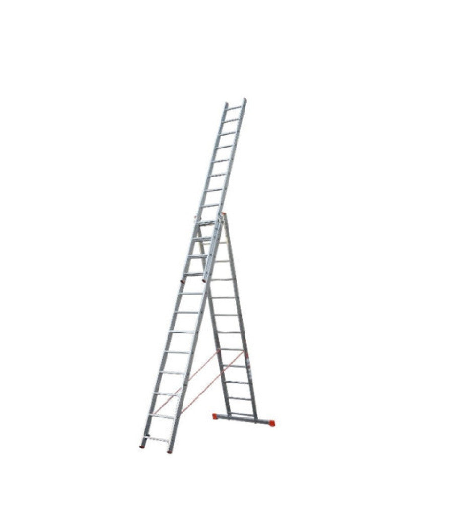 Scala Tripla Trasformabile 3 Elementi In Alluminio A Sfilo O A Cavalletto Modula    -3 X 9 Gradini    -