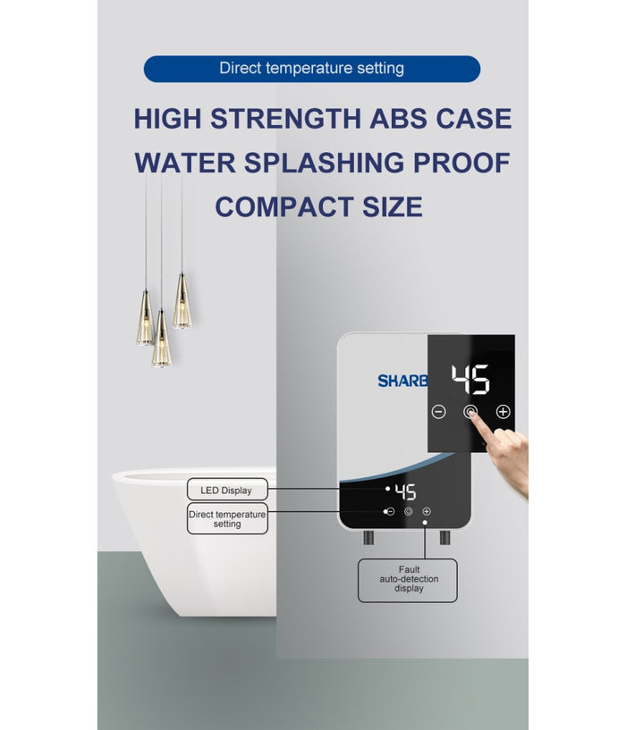 Scaldabagno Boiler Elettrico Caldaia Acqua Calda Istantanea Con Dispaly Touch         